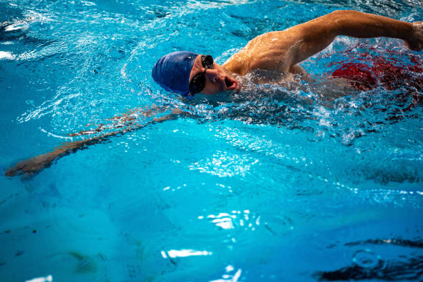 istock Man swimmer swimming  crawl 1346549068