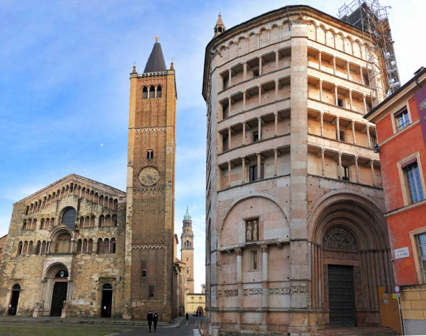istock Parma Baptistery Cathedral dome tower at sunset, Italy, Emilia Romagna 1346553028