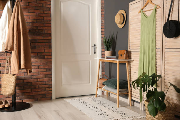 istock Modern hallway with stylish furniture. Interior design 1346558014