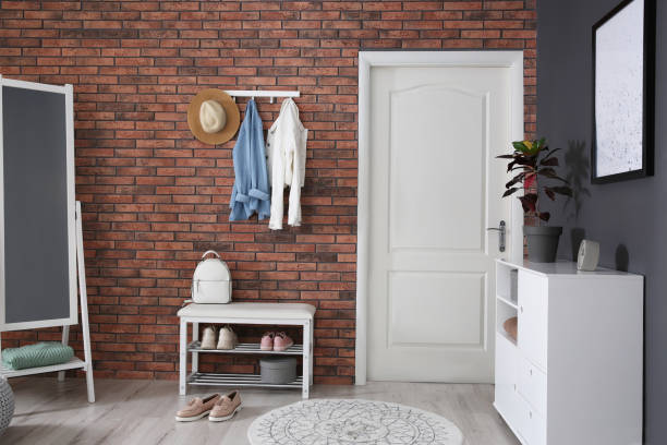 istock Modern hallway with stylish furniture. Interior design 1346558511