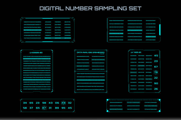 HUD Futuristic Technology Encoding Data Sampling Simulation Vector Set Futuristic Encoding Number Data Sampling Simulation Vector Set. HUD Technology Encoding Display Information Element. hud graphical user interface stock illustrations