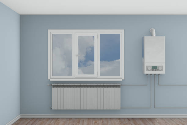 istock boiler gas heater water on wall. 3D illustration 1346561276