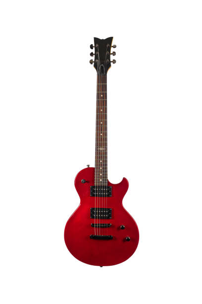 istock red Electric guitar isolated over white background 1346569186