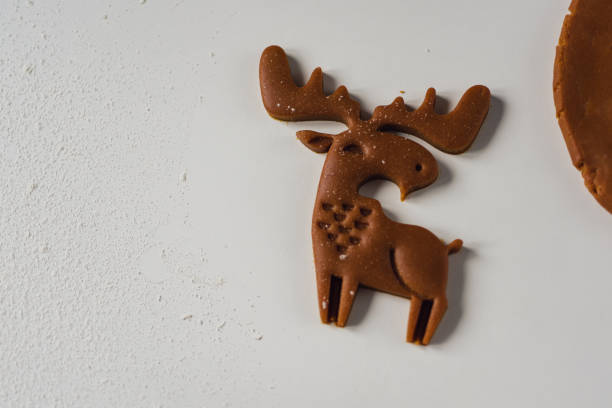 istock Beautiful deer carved on raw ginger dough Concept of 1346570513