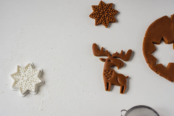 istock Beautiful deer carved on raw ginger dough Concept of 1346570523