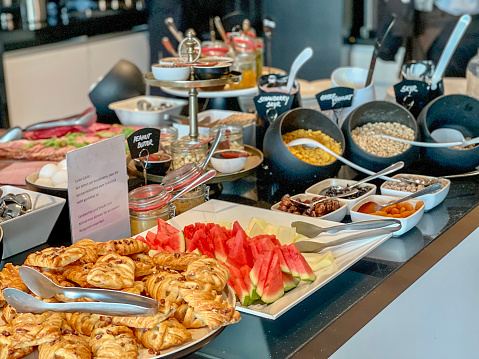 Delicious spread of breakfast foods on display in Reykjavik.