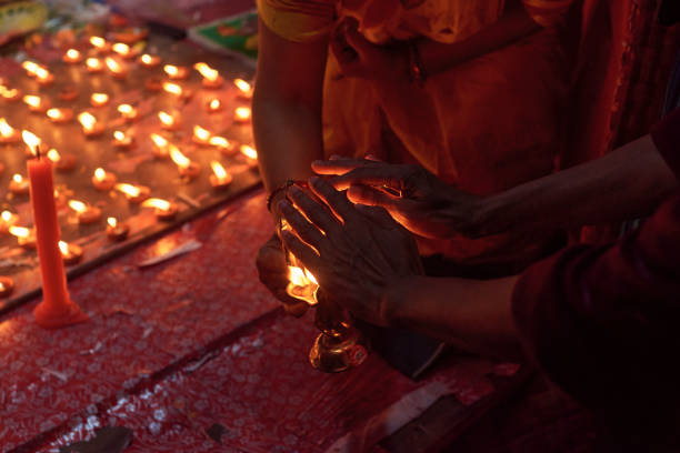 istock Sandhi Puja ritual at a Durga puja pandal in Kolkata 1346571181