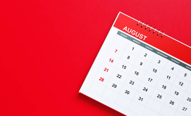 istock 2022 August Calendar On Red Background 1346572394