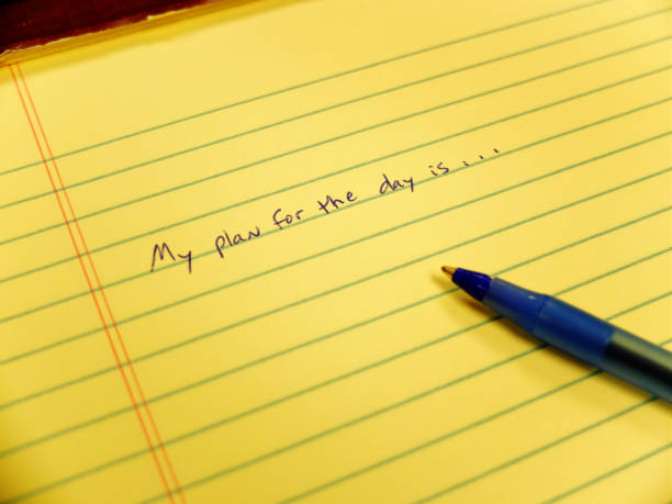 istock My plan for the day written on yellow paper note pad with blue pen and ink 1346573269