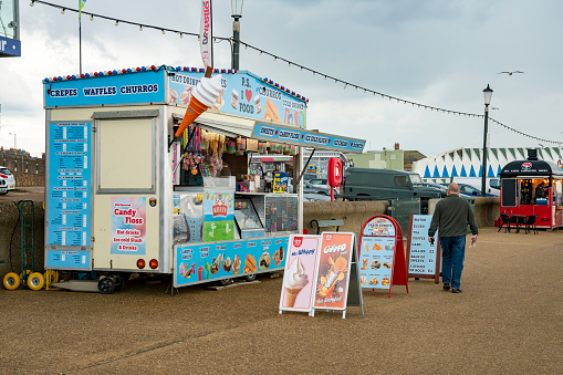 Sea front ice cream bar at Hunstanton, Norfolk, England, UK.