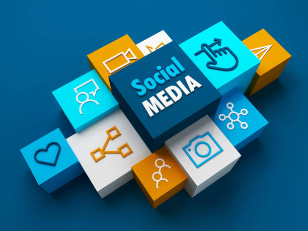 rendering 3d del concetto di business dei social media - twitter social media marketing symbol foto e immagini stock