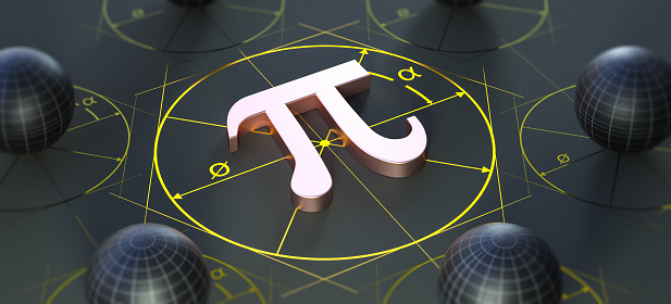 Pi Number Mathematical Symbol. 3D Render Illustration