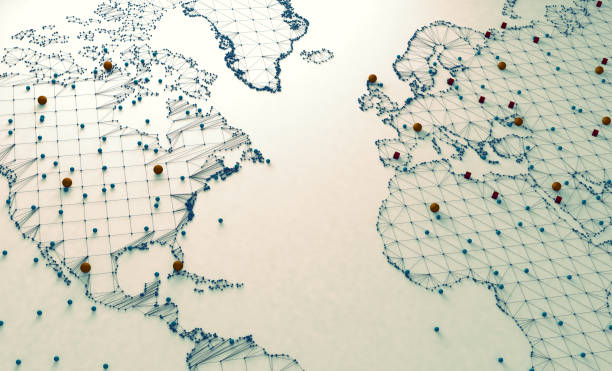 世界地図とネットワーキング。 - 欧米化 ストックフォトと画像