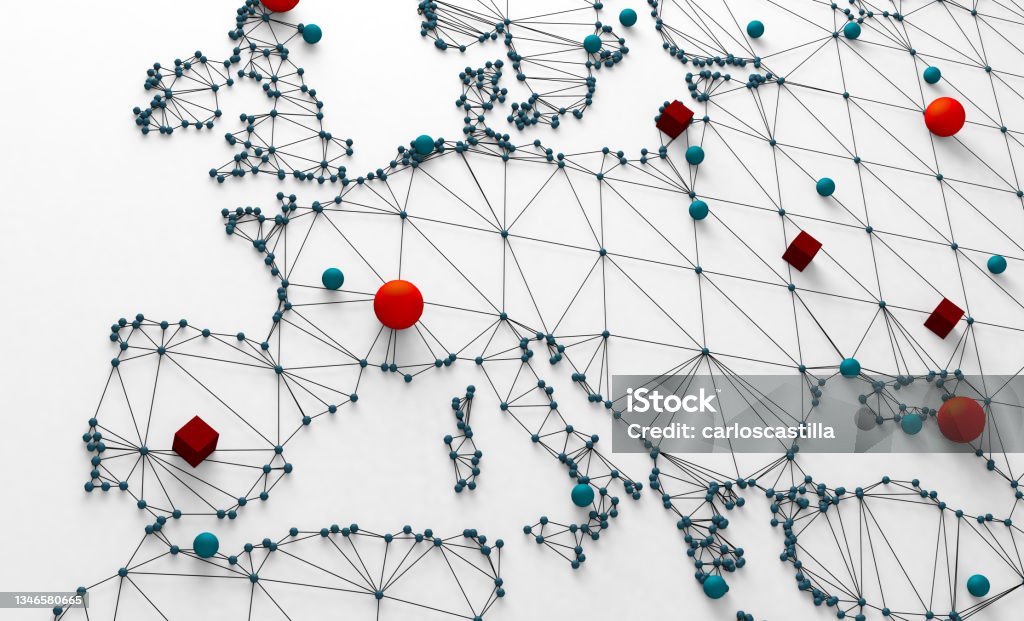 World map and networking. 3d illustration and concept of international logistics of agreements and international business. Networks and companies around the world. Europe Stock Photo