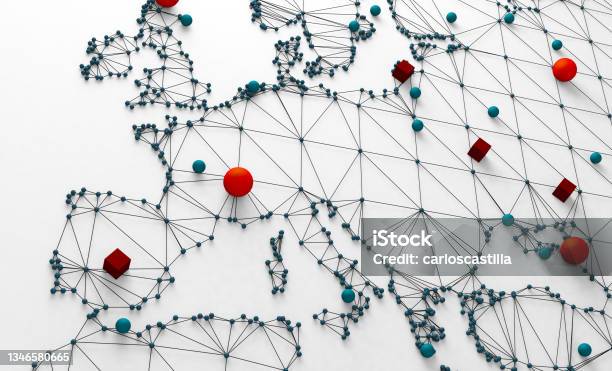World Map And Networking Stock Photo - Download Image Now - Europe, Freight Transportation, Map