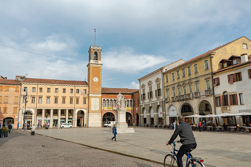 ROVIGO, ITALY 14 OCTOBER 2021: Giuseppe Garibaldi Square in Rovigo an historical italian city