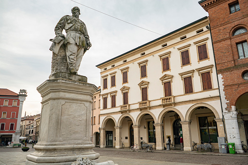 ROVIGO, ITALY 14 OCTOBER 2021: Giuseppe Garibaldi Square in Rovigo an historical italian city