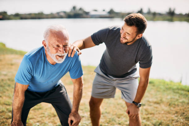 istock Wait a minute, son, I'm not as fit as I used to be! 1346583452
