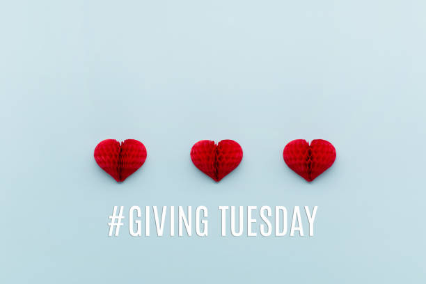 giving tuesday, día global de donaciones caritativas después del concepto del día de compras del black friday. - giving tuesday fotografías e imágenes de stock