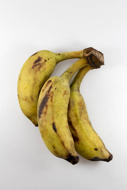istock Yellow ripe sugar banana isolated on white background. Top view 1346588615