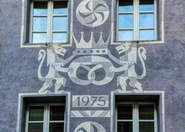 istock Traditional windows decoration at old house. 1346589069