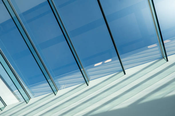 Abstract light shadows and reflections in the glass roof