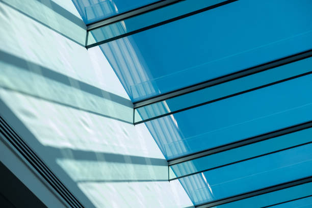 istock Abstract light shadows and reflections in the glass roof 1346590035