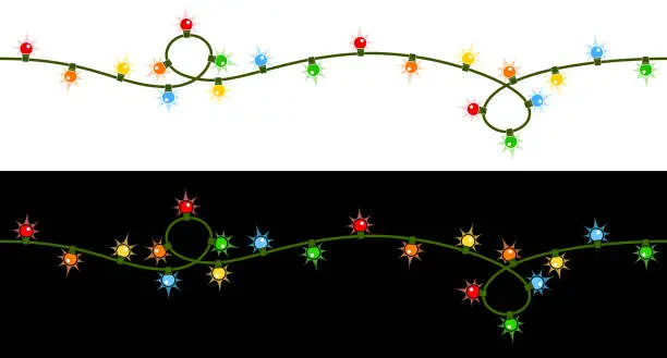 Vector illustration of Seamless Twisty Christmas Lights