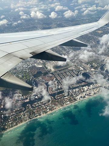 View from plane leaving Miami, Florida, USA- beautiful birds eye view