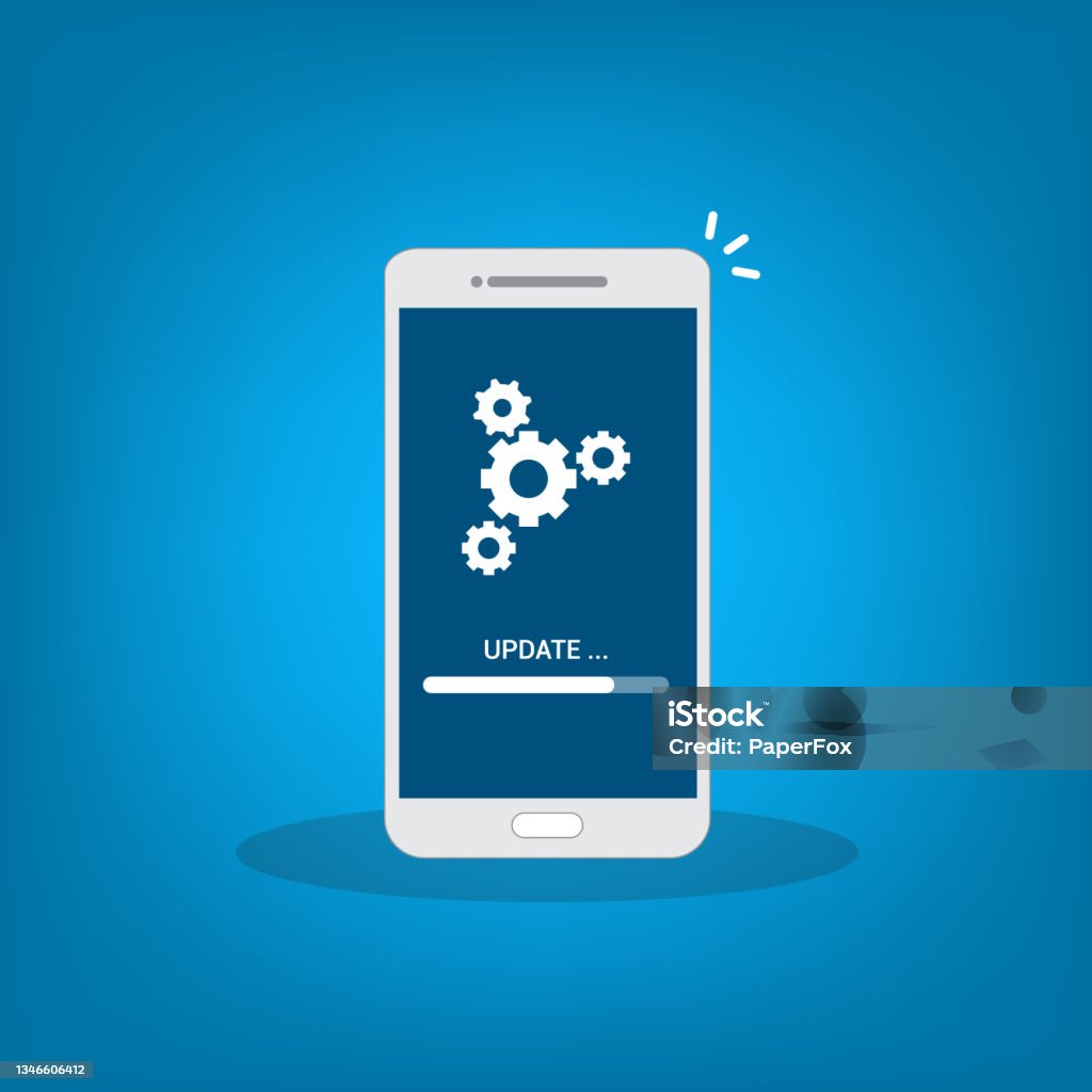 System software update, data update or synchronize with progress bar on the screen. Vector Illustration Backgrounds stock vector System software update, data update or synchronize with progress bar on the screen. Vector Illustration Backgrounds stock vector