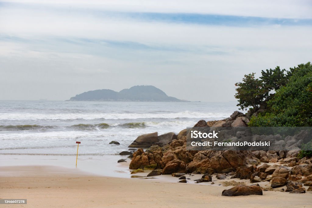 Tombo Beach, Guaruja - SP Tombo beach in the city of Guarujá on the southeast coast of Brazil Beach Stock Photo