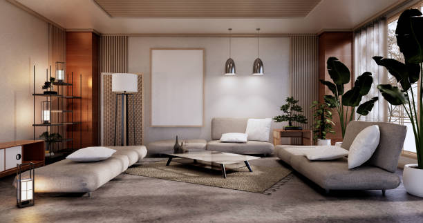istock Sofa furniture and modern room design minimal.3D rendering 1346607375