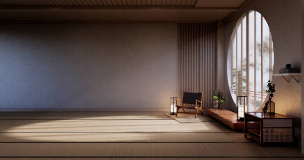istock Cabinet wooden design, room interior,modern japanese style.3D rendering 1346607392
