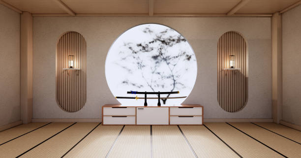 istock Cabinet wooden design, room interior,modern japanese style.3D rendering 1346607447