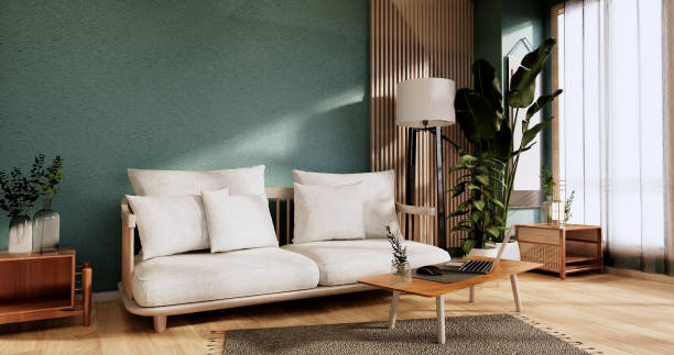 istock Mint Living Room Interior Design. 3D rendering 1346607536