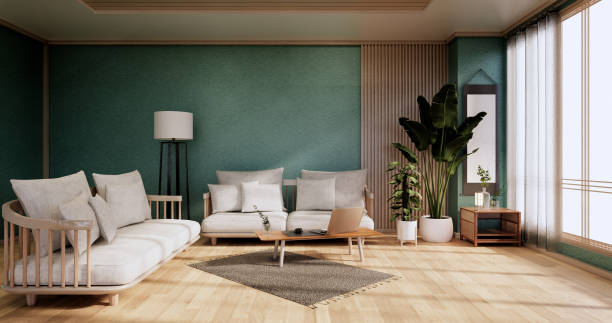 istock Mint Living Room Interior Design. 3D rendering 1346607537
