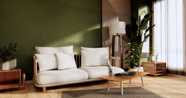 istock Minimal green Living room.3D rendering 1346607566
