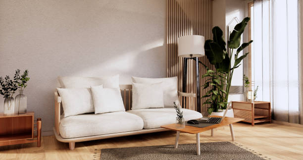 istock Sofa furniture and modern room design minimal.3D rendering 1346607589