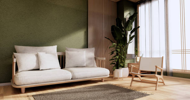 istock Minimal green Living room.3D rendering 1346607596