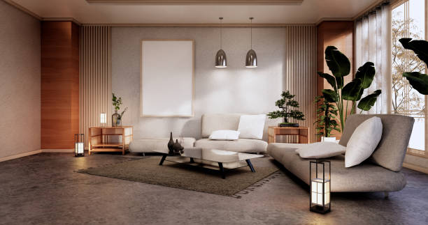 istock Sofa furniture and modern room design minimal.3D rendering 1346607624