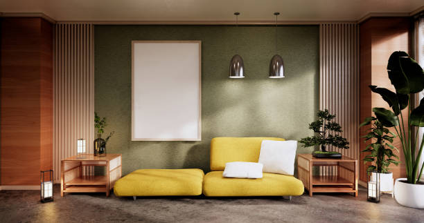 istock Minimal green Living room.3D rendering 1346607691