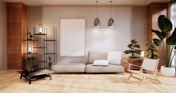 istock Sofa furniture, modern room japanese design,minimal.3D rendering 1346607886