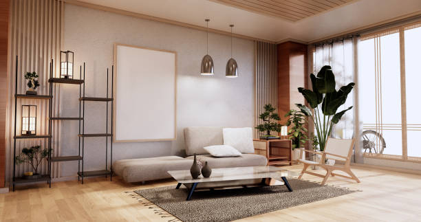 istock Sofa furniture, modern room japanese design,minimal.3D rendering 1346607887