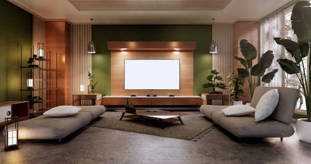 istock Minimal green Living room.3D rendering 1346607927