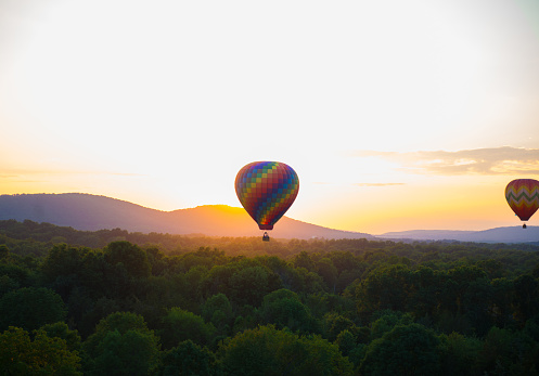 Colorful Hot Air Balloon At Sunset In New jersey in Jersey City, New Jersey, United States