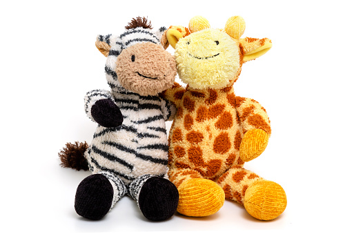 Funny toys giraffe and zebra