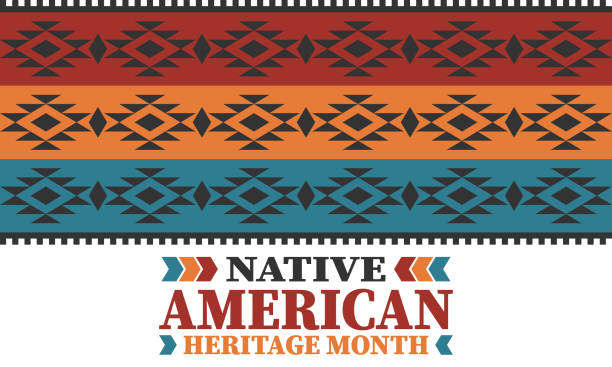 Native American Heritage Month. American Indian culture. Celebrate annual in in November in United States. Tradition Indian pattern. Poster, card, banner and background. Vector authentic ornament, ethnic illustration Native American Heritage Month. American Indian culture. Celebrate annual in in November in United States. Tradition Indian pattern. Poster, card, banner and background. Vector authentic ornament, ethnic illustration indigenous north american culture stock illustrations