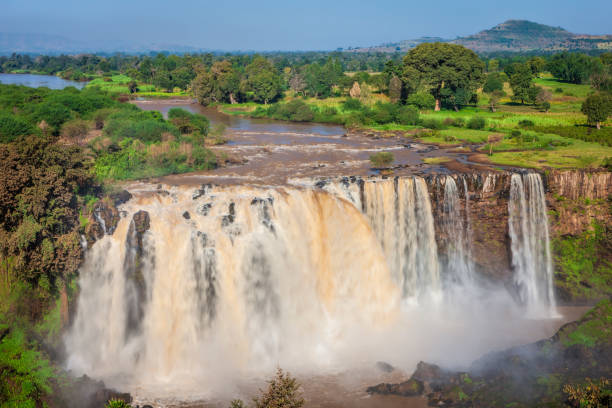 Tis Abay - Blue Nile Falls, Ethiopia, Africa The Blue Nile Falls is a waterfall on the Blue Nile river in Ethiopia near the town of Bahir Dar. Tis Abay in Amharic means "smoking water" blue nile stock pictures, royalty-free photos & images