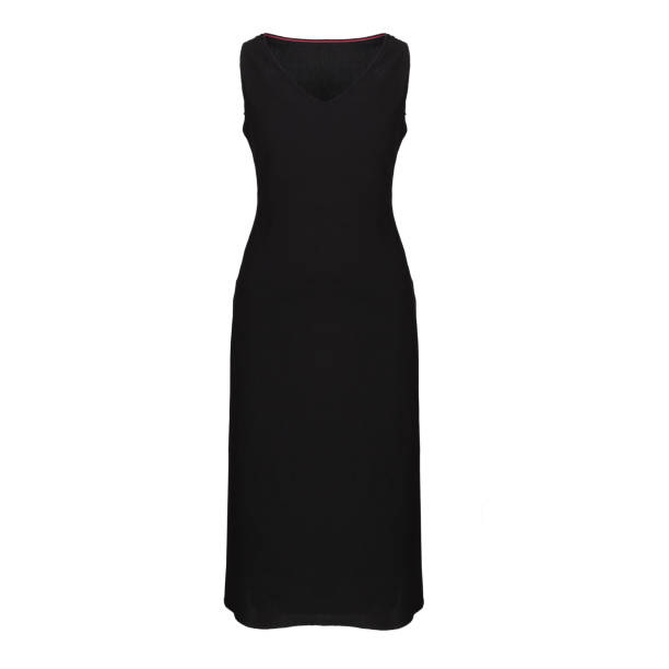 istock Black elegant, long dress isolated on white. 1346625438