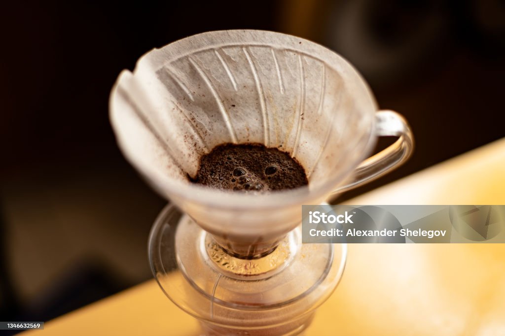 Making coffee in an alternative way using a filter Brewery Stock Photo